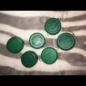 Recycled water bottle cap earrings